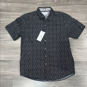 Men's Stylish Black Patterned Button Down Shirt